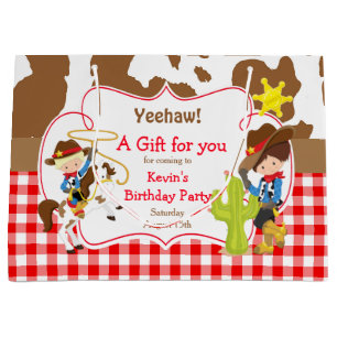 Yeehaw Cowboy Western Birthday Große Geschenktüte