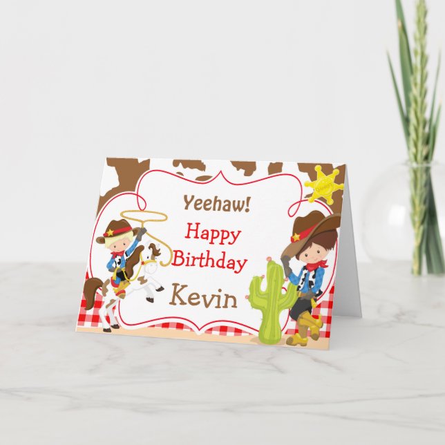 Yeehaw Cowboy Western Birthday Party Karte (Vorderseite)
