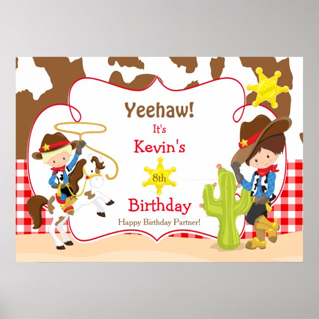 Yeehaw Cowboy Western Birthday Poster Boy (Vorne)