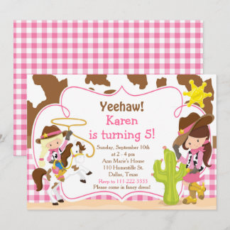 Yeehaw Cowgirl Western Birthday Party Einladung