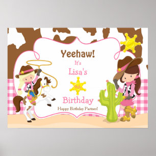 Yeehaw Cowgirl Western Birthday Poster
