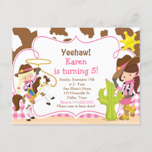 Yeehaw-Cowgirl-Western-Geburtstagsfeier Postkarte