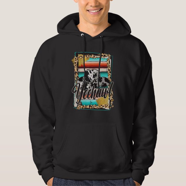 YEEHAW  Leopard Cow Pattern Print Serape Rodeo 1 Hoodie (Vorderseite)