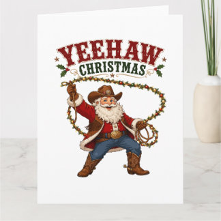 Yeehaw Weihnachts Cowboy Santa Karte