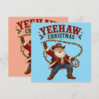 Yeehaw Weihnachts Cowboy Santa Karte