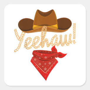 Yeehaw Western Country Howdy Southern Cowboy Yeh H Quadratischer Aufkleber