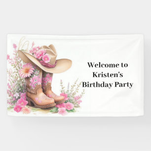 Yeehaw Wild West Cowgirl Birthday Banner