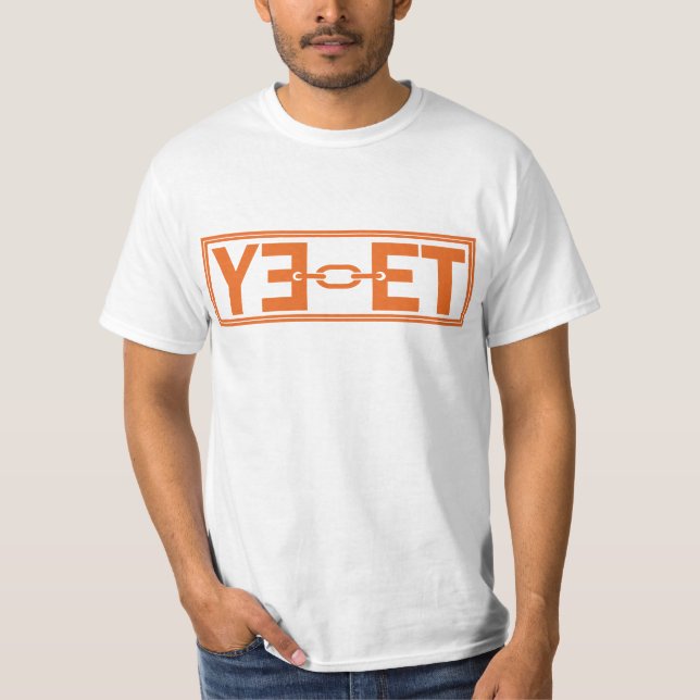 YEET Logo Design: Bold Orange Typography T-Shirt (Vorderseite)