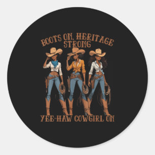 Yehaw Cowgirl auf der afrikanischen schwarzen Cowg Runder Aufkleber