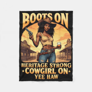 Yehaw Cowgirl on Western Rodeo African American Co Fleecedecke