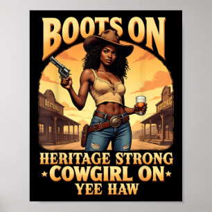 Yehaw Cowgirl on Western Rodeo African American Co Poster