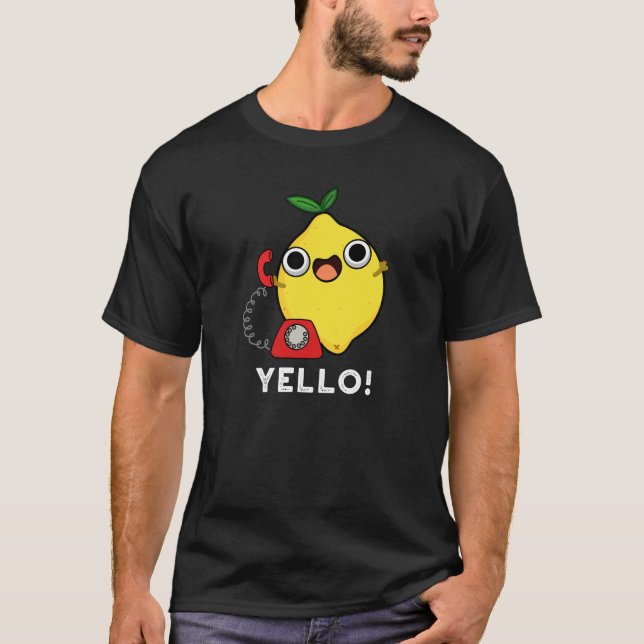 Yello Funny Yellow Lemon Pun Dark BG T-Shirt (Vorderseite)