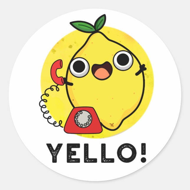 Yello Funny Yellow Lemon Pun Runder Aufkleber (Vorderseite)