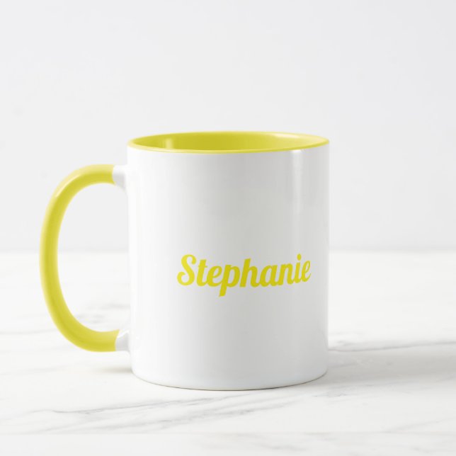Yello White Elegant Individuelle Name Gift Gastges Tasse (Links)