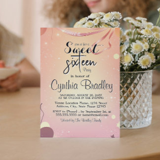 Yellow 16 . Geburtstag Birthday Party Einladung