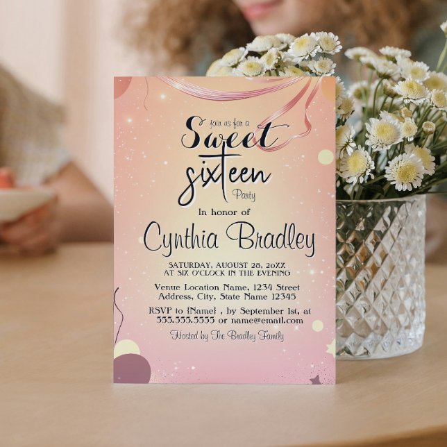 Yellow 16 . Geburtstag Birthday Party Einladung (Von Creator hochgeladen)