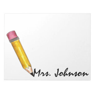 Yellow #2 Pencil Writing English Teacher School Notizblock
