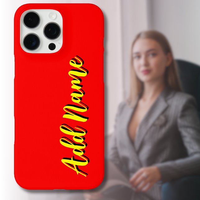 Yellow 3D Black Modern Name | Trendy Cool Red Case-Mate iPhone Hülle (Von Creator hochgeladen)