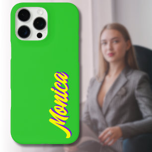 Yellow 3D Indigo Moderner Name   Funny Lime Green iPhone 16 Pro Max Hülle