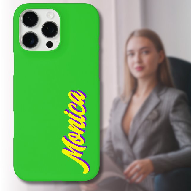 Yellow 3D Indigo Moderner Name | Funny Lime Green Case-Mate iPhone Hülle (Von Creator hochgeladen)