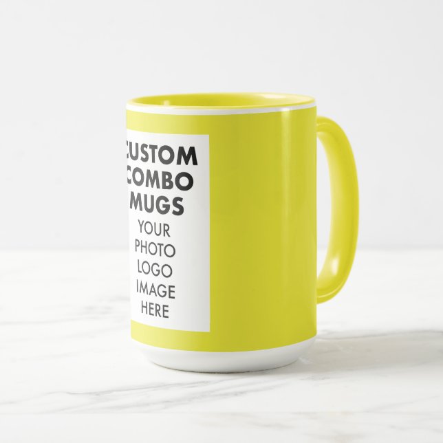 Yellow 4:6 Frame Photo, Logo Large Custom Combo Tasse (VorderseiteRechts)