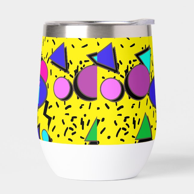 Yellow 80er Memphis Abstrakt Style Retro Monogram (Links)