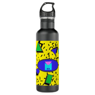 Yellow 80er Memphis Abstrakt Style Retro Monogram Edelstahlflasche