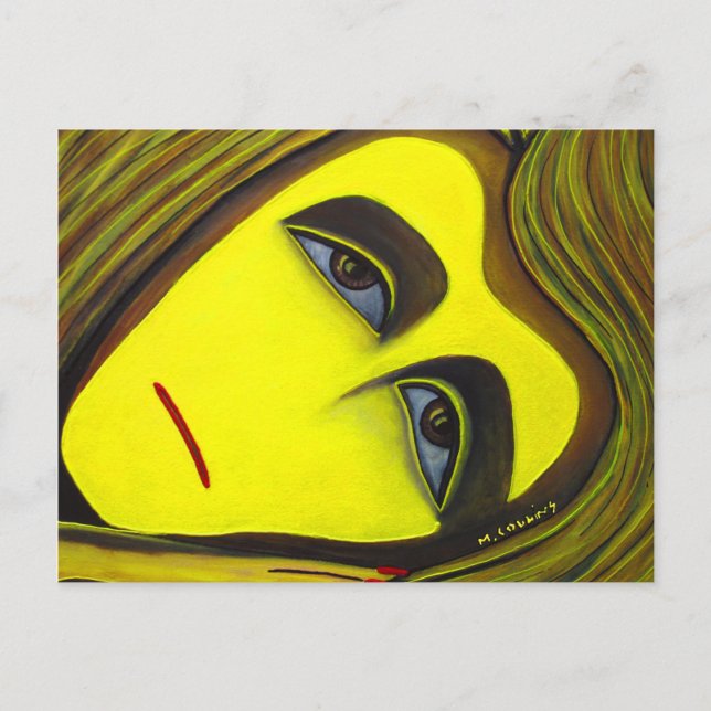 Yellow Abstract Art Card From Original Painting Postkarte (Vorderseite)