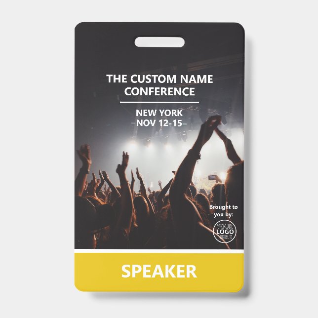 Yellow Access Pass QR Code Lautsprecher Conference Ausweis (Vorderseite)