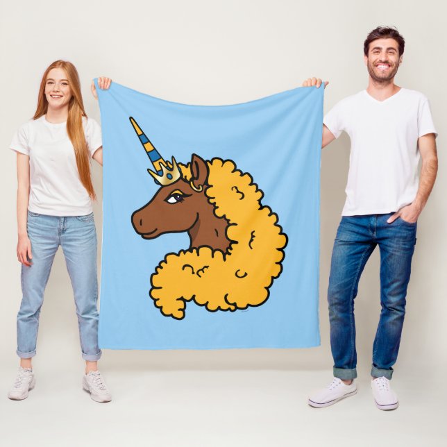 Yellow Afro Unicorn Fleecedecke (Beispiel)