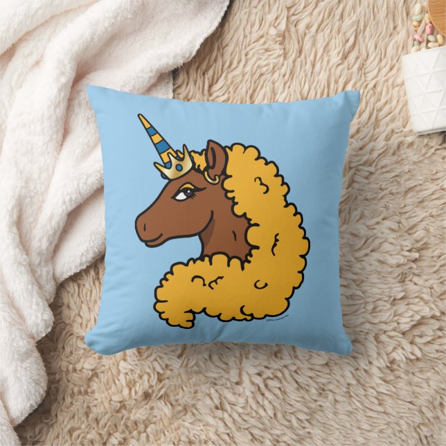 Yellow Afro Unicorn Kissen (Decke)