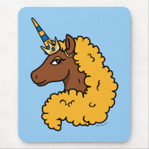 Yellow Afro Unicorn Mousepad