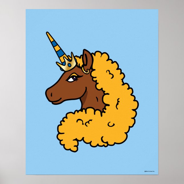 Yellow Afro Unicorn Poster (Vorne)