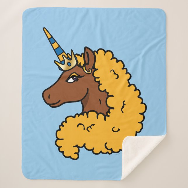 Yellow Afro Unicorn Sherpadecke (Vorderseite)