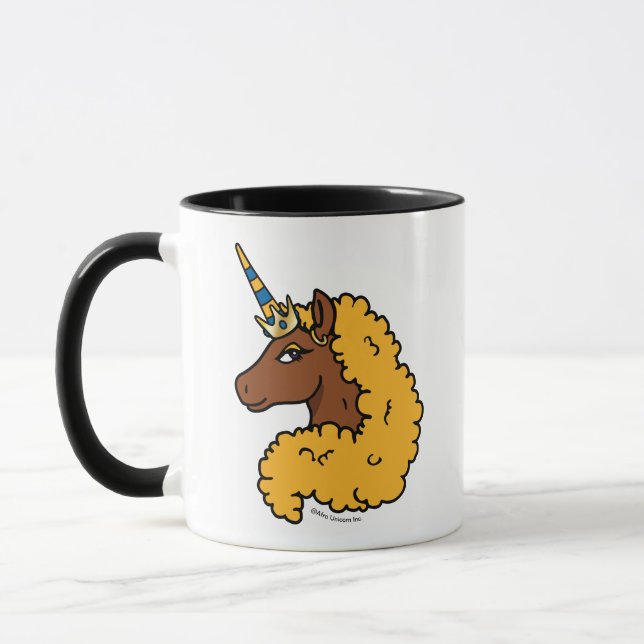 Yellow Afro Unicorn Tasse (Links)