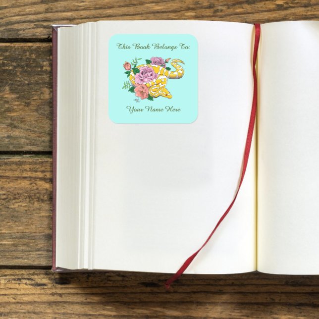 Yellow Albino Ball Python Buchzeichen Quadratischer Aufkleber (Von Creator hochgeladen)