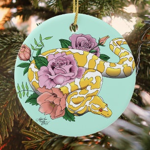 Yellow Albino Ball Python Keramik Ornament