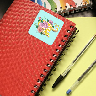 Yellow Albino Ball Python Quadratischer Aufkleber