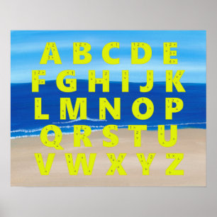 Yellow Alphabet Chart Sand Beach Sky Plakate