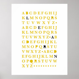 Yellow Alphabet lernen Letter Moderne Typografie A Poster