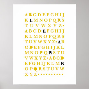 Yellow Alphabet lernen Letter Moderne Typografie A Poster
