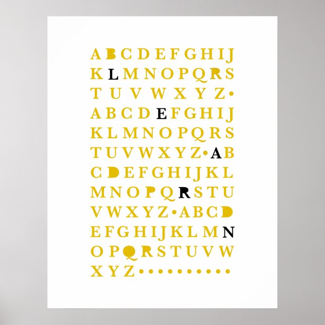 Yellow Alphabet lernen Letter Moderne Typografie A Poster (Vorne)