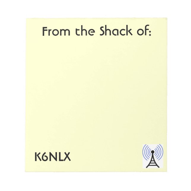 Yellow Amateur Radio Call Sign Notepad Notizblock (Vorderseite)