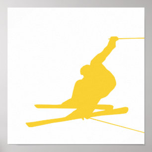 Yellow Amber Snow Ski Poster