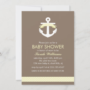 Yellow Anchor Nautical Baby Dusche Einladung