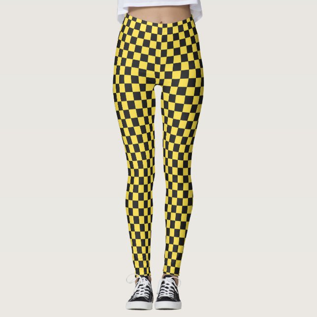 Yellow and black checkerboard pattern leggings (Vorderseite)