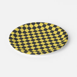 Yellow and black checkerboard pattern pappteller