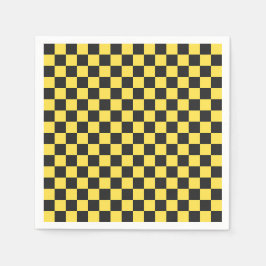 Yellow and black checkerboard pattern serviette