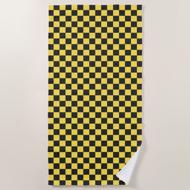 Yellow and black checkerboard pattern strandtuch (Vorderseite)