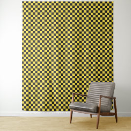 Yellow and black checkerboard pattern wandteppich